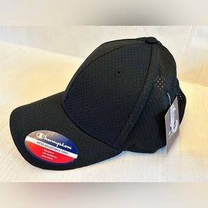 New Men's Champion Adjustable Black Retro Style Mesh Baseball Cap OSFA